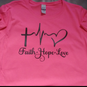 Faith Hope Love Hot Pink Women Long Sleeve Crewneck
