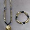 Judah Men Gold And Black Lion Necklace Set