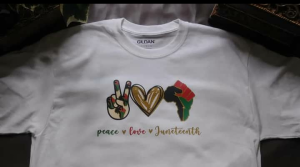 Peace Love Juneteenth (In Regular Tee)
