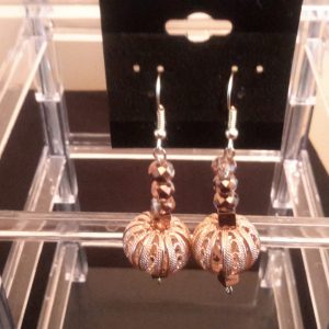 Bronze And Gold Dangle Earrings