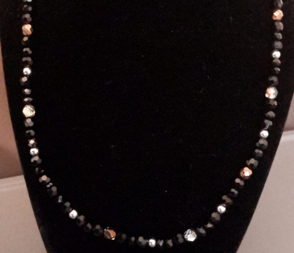 Black And Silver/Gold Beaded Necklace Set