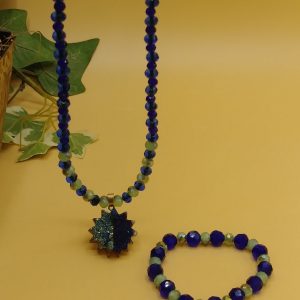 Sage Green And Royal Blue Men Necklace Set