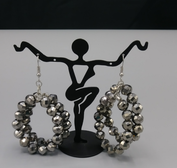 Double Stacked Silver Earrings